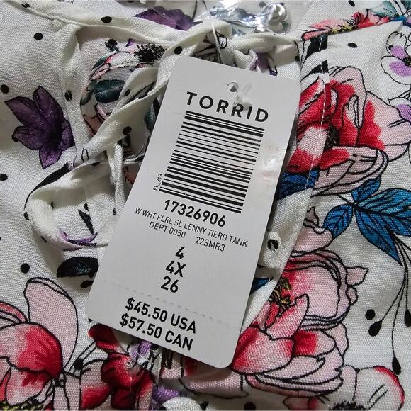 TORRID floral Polka Dot Tiered Peasant Baby Doll Tank Top Plus size 4 4X New!!! - Picture 13 of 14